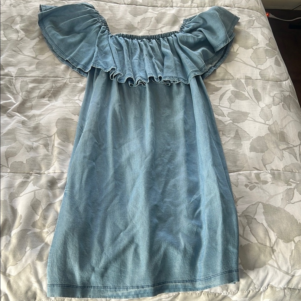 Blue Off-Shoulder Kids Dress